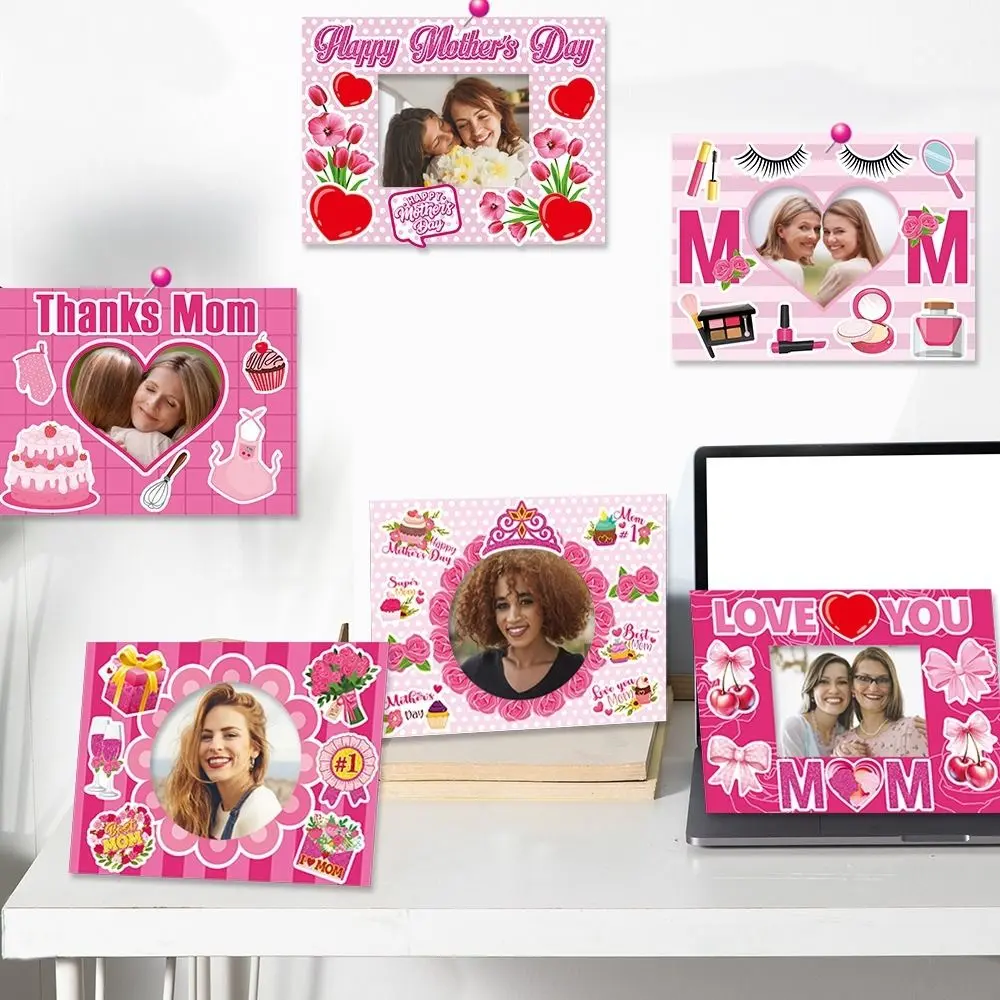With Stickers Mother's Day DIY Picture Frames Set Happy Mother's Day Durable Paper Photo Frames Crafts Kits Free Standing
