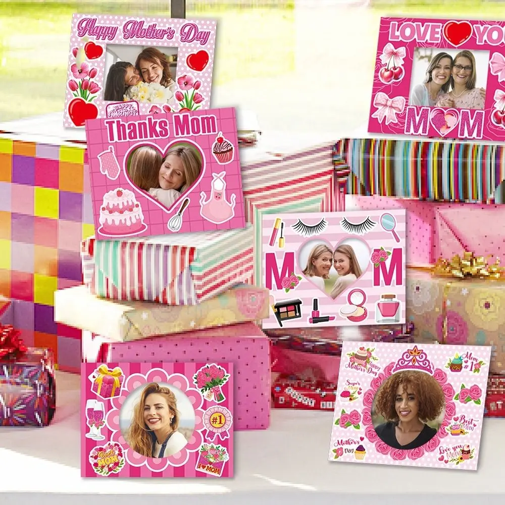 With Stickers Mother's Day DIY Picture Frames Set Happy Mother's Day Durable Paper Photo Frames Crafts Kits Free Standing