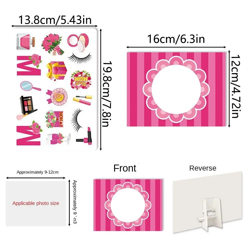 With Stickers Mother's Day DIY Picture Frames Set Happy Mother's Day Durable Paper Photo Frames Crafts Kits Free Standing