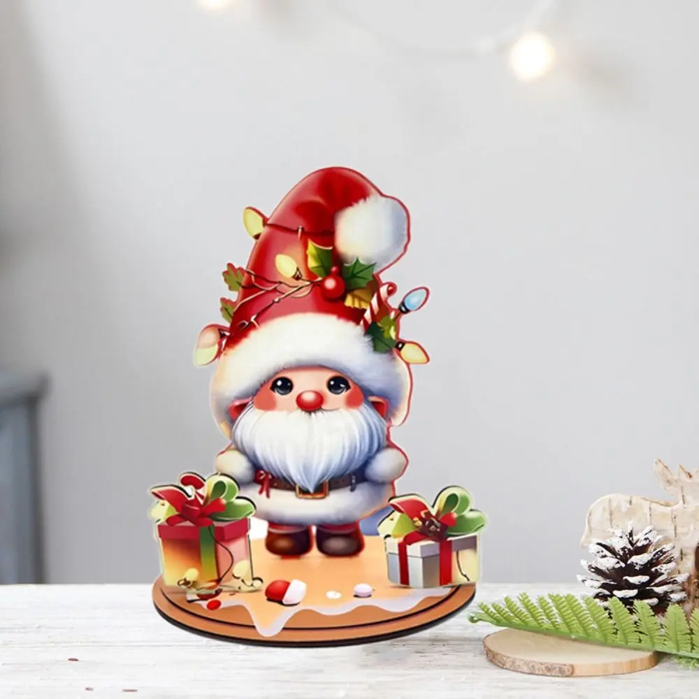 Cartoon Santa Claus Wooden Ornament Snowman/Deer Colorful Dwarf Desktop Decoration DIY Christmas Tree Xmas Decorative Sign