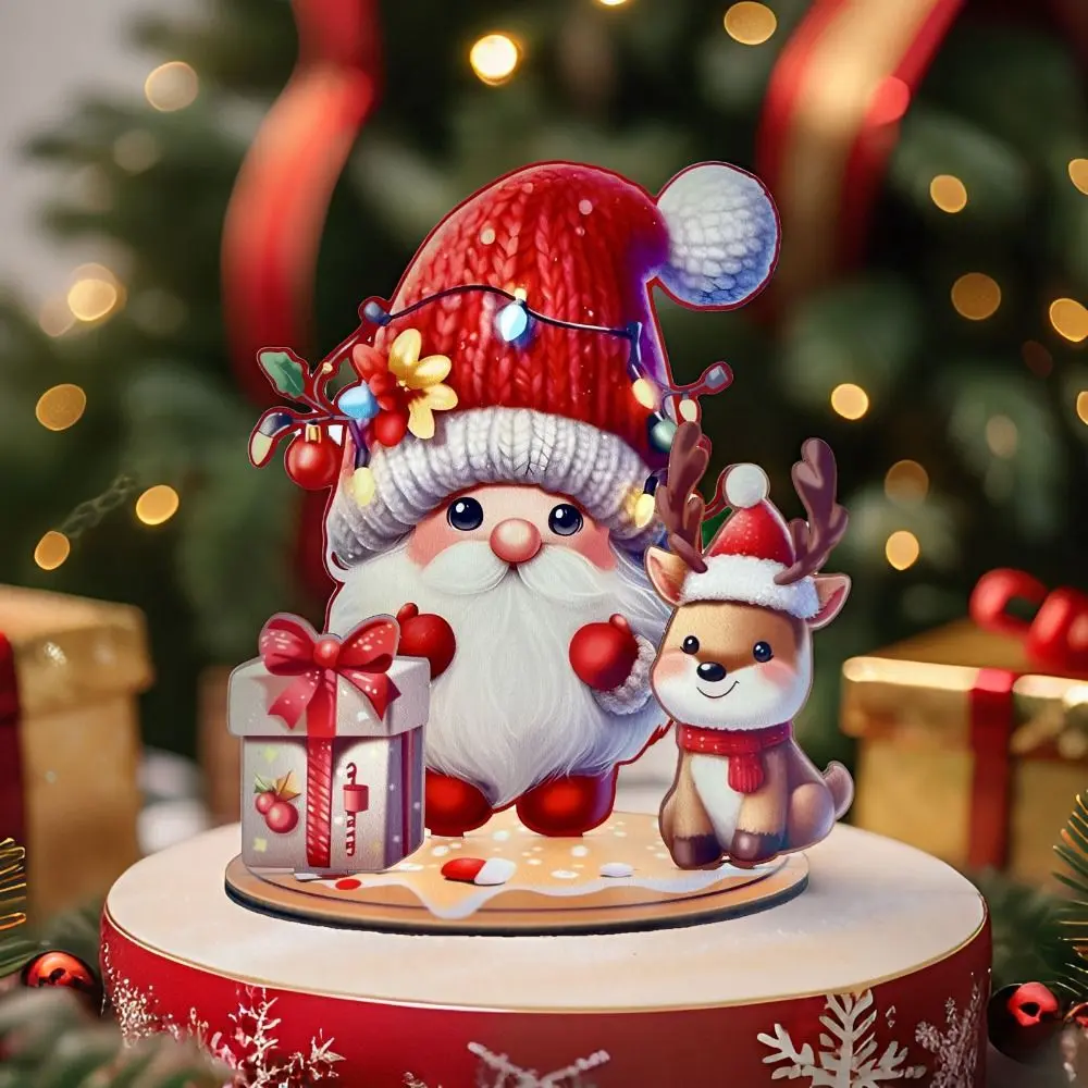 Cartoon Santa Claus Wooden Ornament Snowman/Deer Colorful Dwarf Desktop Decoration DIY Christmas Tree Xmas Decorative Sign