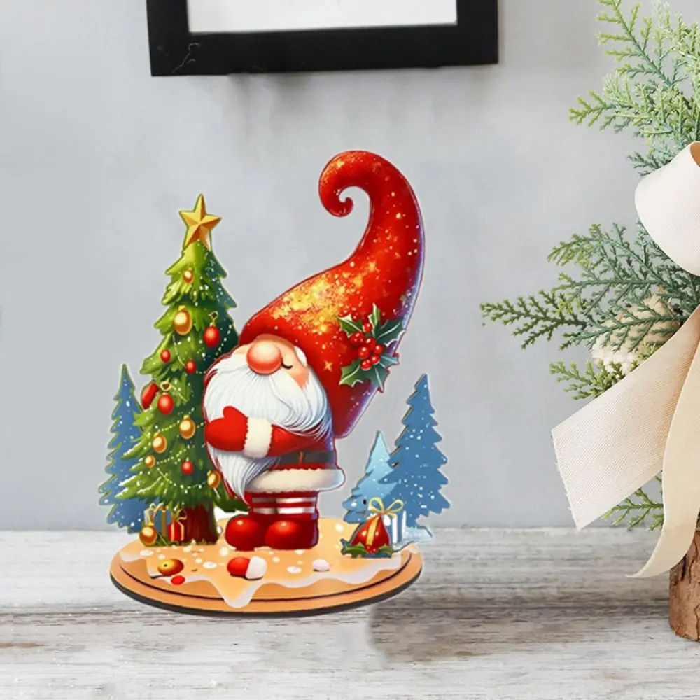 Cartoon Santa Claus Wooden Ornament Snowman/Deer Colorful Dwarf Desktop Decoration DIY Christmas Tree Xmas Decorative Sign