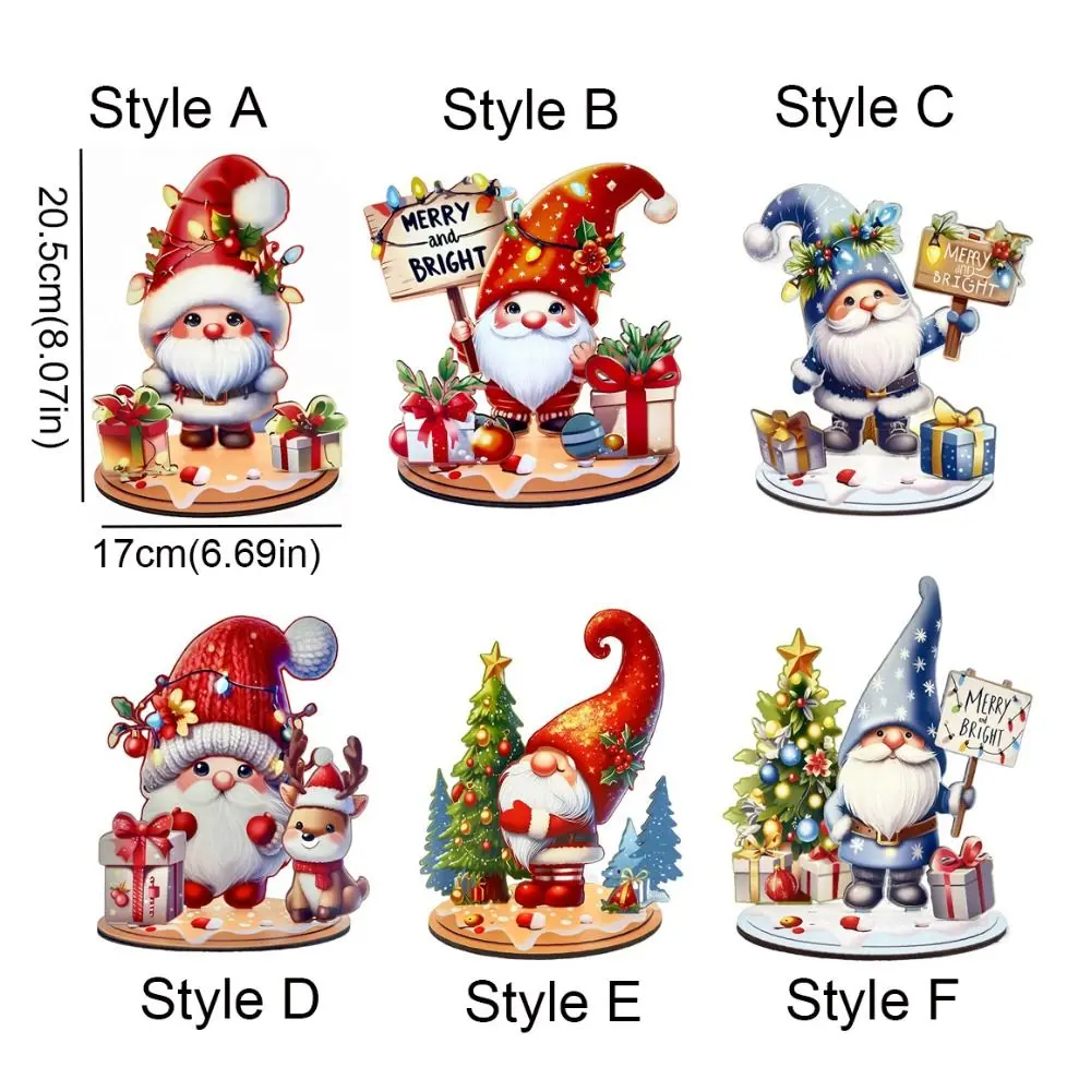Cartoon Santa Claus Wooden Ornament Snowman/Deer Colorful Dwarf Desktop Decoration DIY Christmas Tree Xmas Decorative Sign