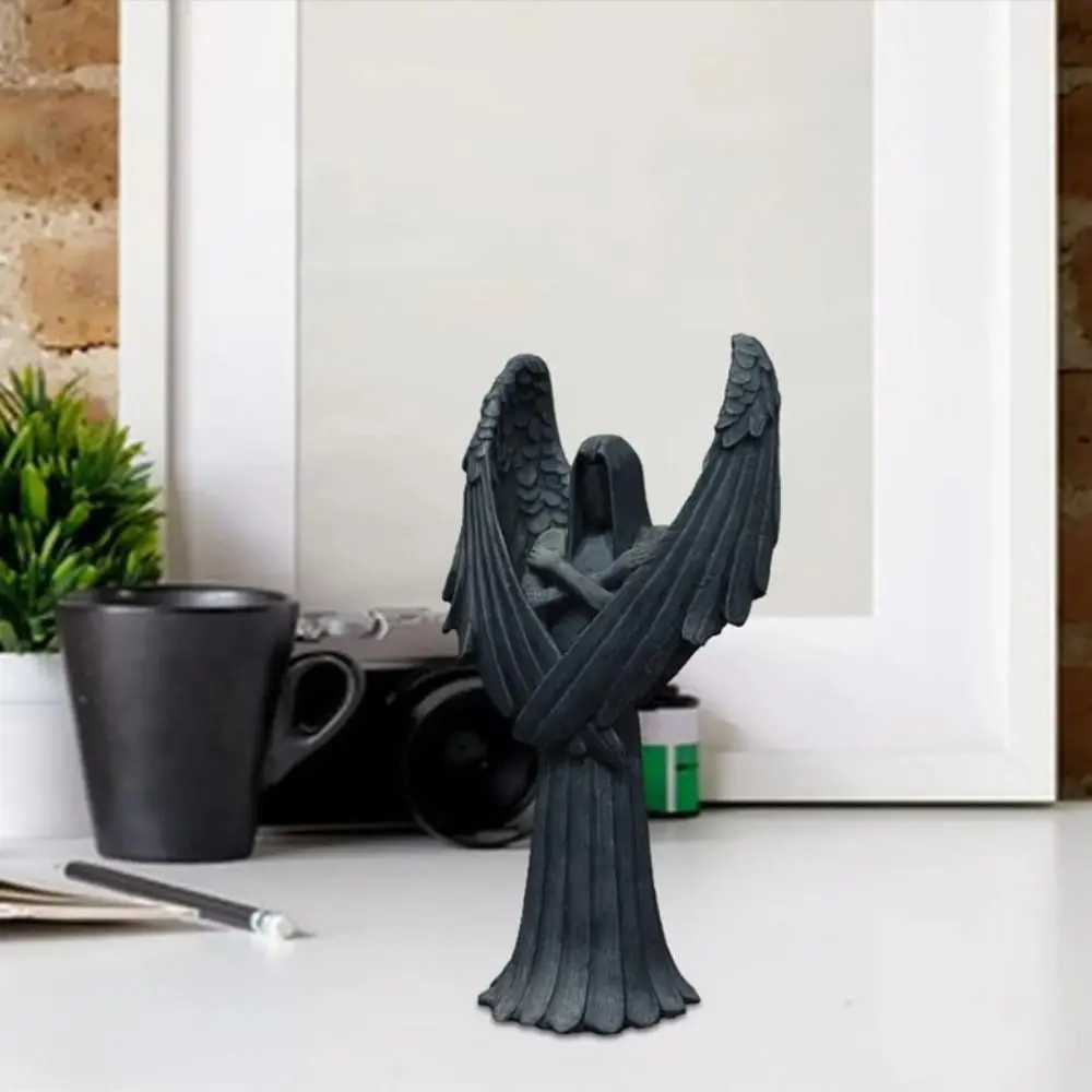 Durable Abstract Art Dark Angel Sculpture Hand Carved Handmade Halloween Angels Statue Cartoon Ornament Garden