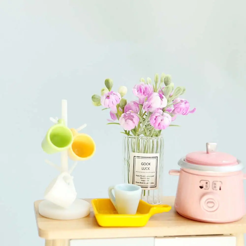 Flower Vase Dollhouse MIniature Doll House Decoration 1:12 Dollhouse Miniature Simulation Potted Plants Dollhouse Accessories