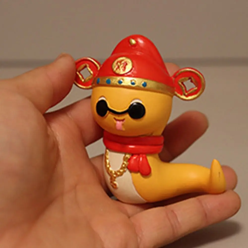 Creative Cartoon Snake Figurines Snake Shaped Portable Snake Miniature Figure Awake Lion Resin New Years Decor Desktop Ornament