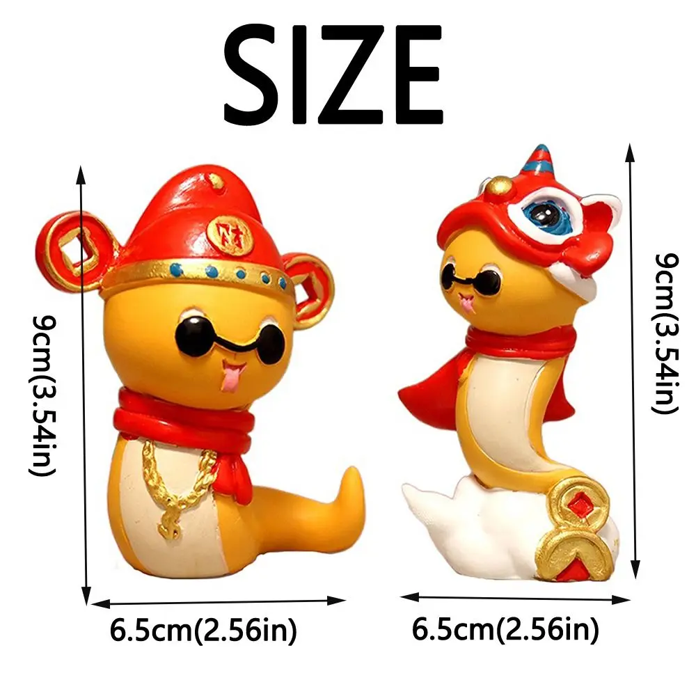 Creative Cartoon Snake Figurines Snake Shaped Portable Snake Miniature Figure Awake Lion Resin New Years Decor Desktop Ornament