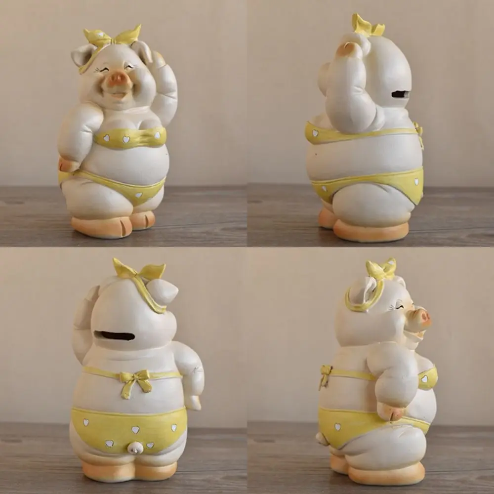Unique Cute Pig Piggy Bank Cartoon Durable Animal Saving Box Large Capacity ResinPig Ornament Porch