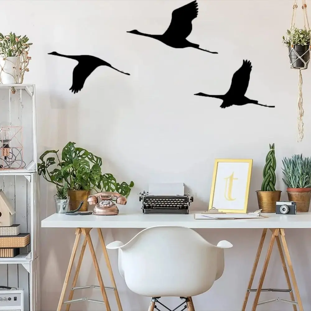3Pcs/set Fashion Black Wild Goose Wall Pendant Unique Cute Bird Hanging Pendant Cartoon Metal Hanging Ornaments Home Decor