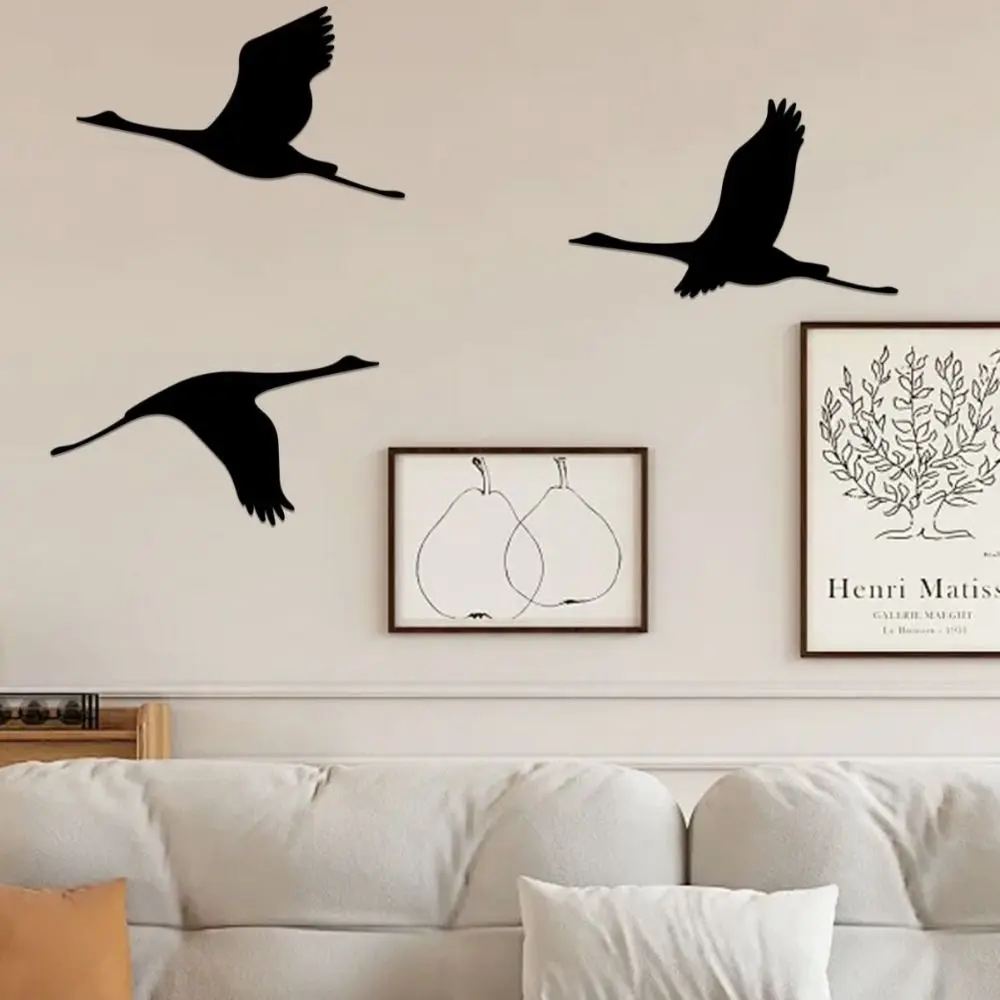 3Pcs/set Fashion Black Wild Goose Wall Pendant Unique Cute Bird Hanging Pendant Cartoon Metal Hanging Ornaments Home Decor