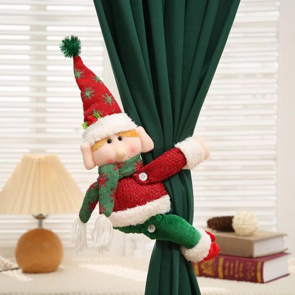 Cute Christmas Curtain Tieback Elves Doll Christmas Curtain Ties Festival Decoration Cartoon Curtain Buckle Festival Party
