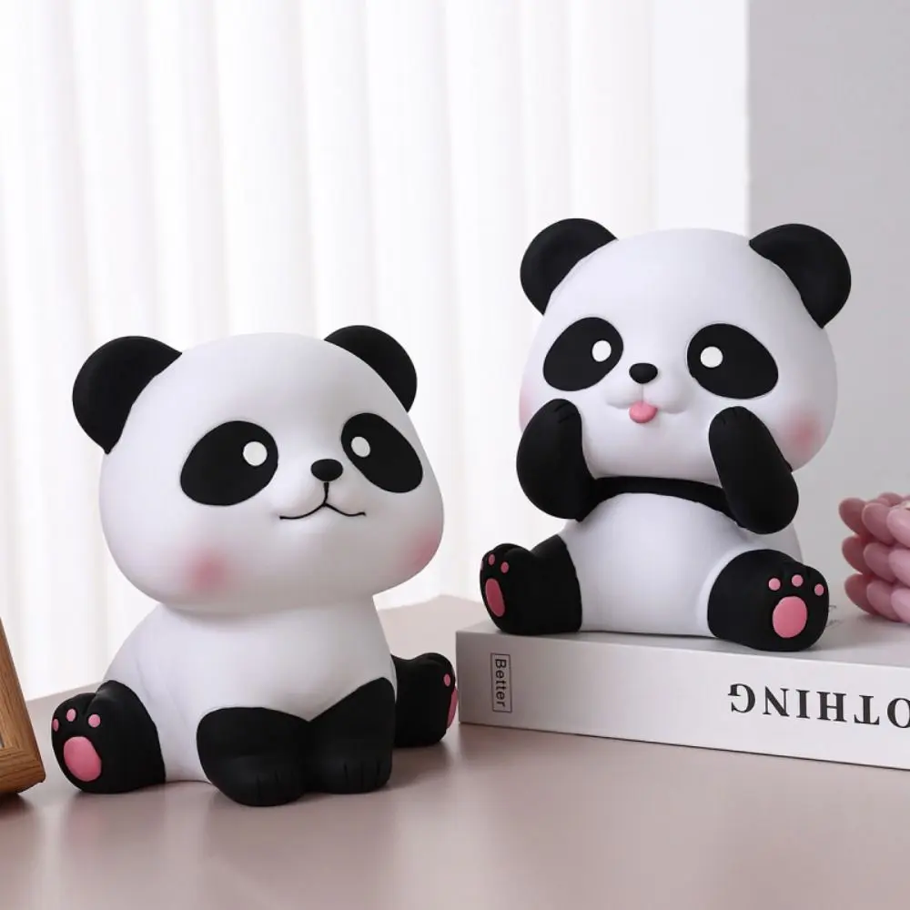 Large Capacity Cute Design Panda Piggy Bank Unbreakable Anti-fall Sitting Panda Saving Box Cartoon Animals Ornaments Children's