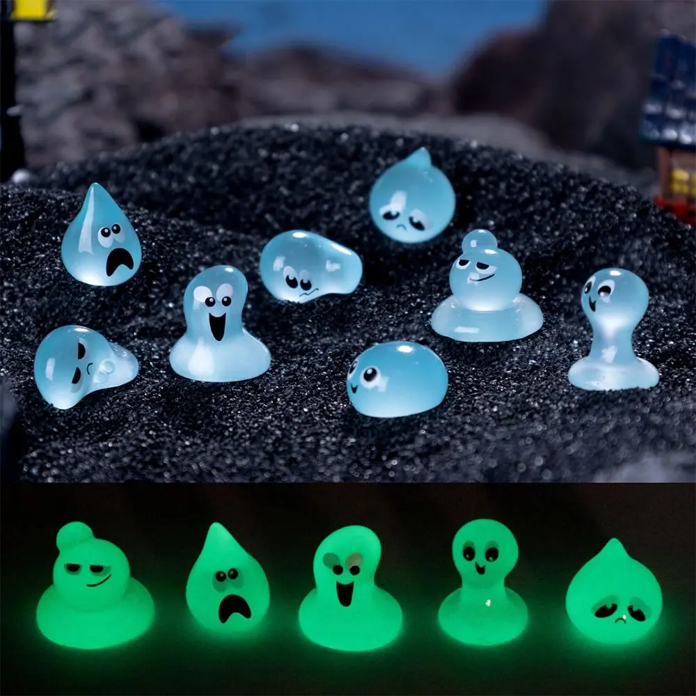 50pcs Cartoon Halloween Luminous Water Elf Figurine Resin Crafts Cute Mini Water Elf Ornament DIY Charming Waterdrop Statue Toy