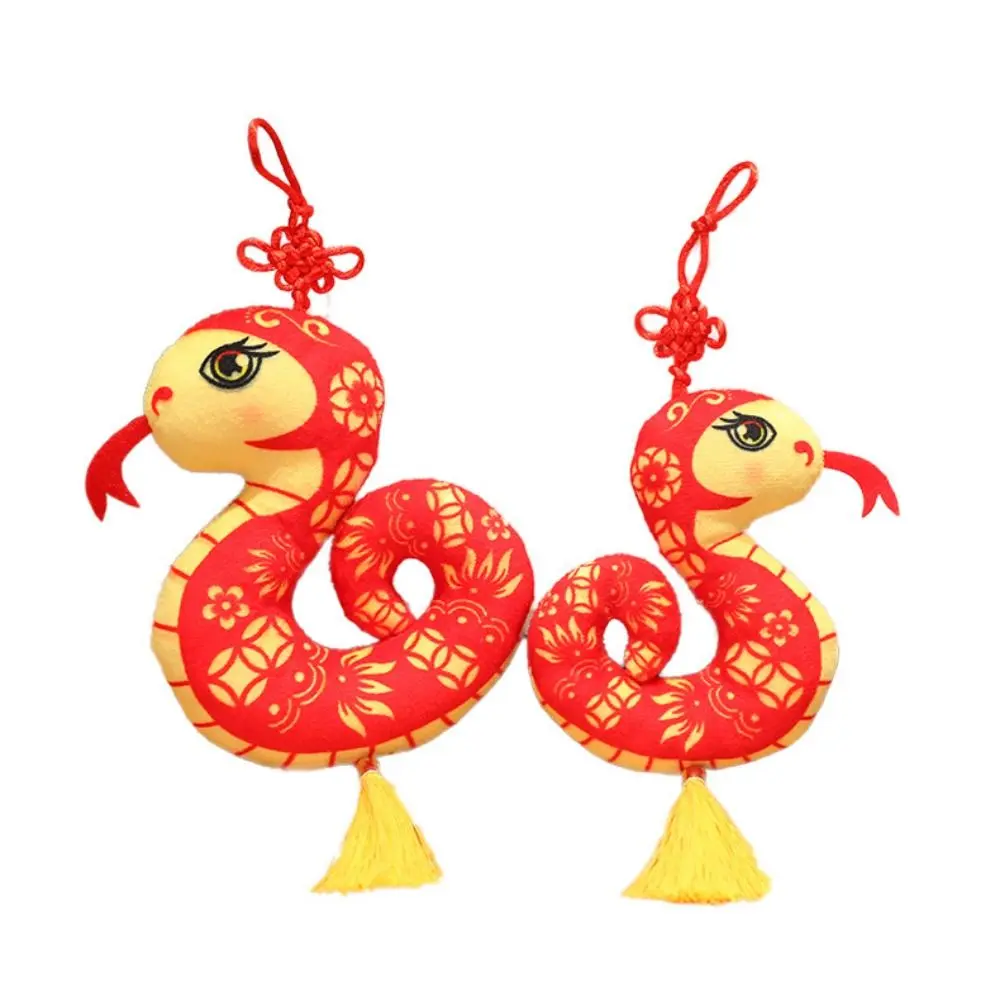Soft With Tassels Paper-cut Zodiac Snake Pendant Stuffed Cute Snake Dolls Pendant Cartoon Snake Mascot Doll Birthday Gift