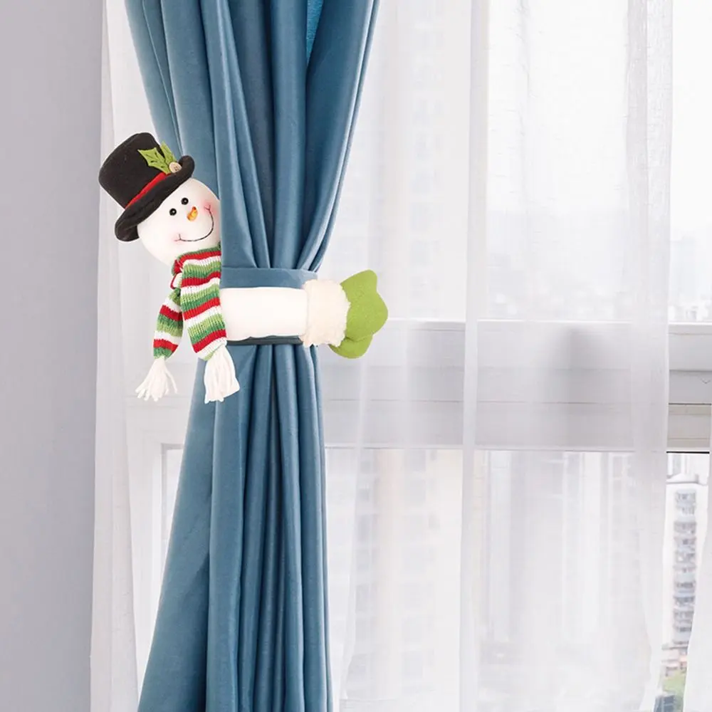 Cute Christmas Curtain Buckle Cartoon Snowman Elk Curtain Decorative Accessories Creative Santa Claus Xmas Curtain Tieback