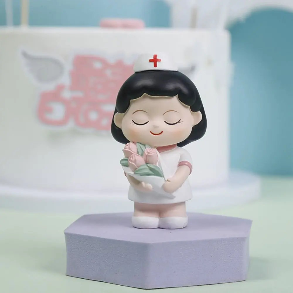 Simple Cartoon White Nurse Figurine Handmade DlY Landscaping Doctor Model Cute Nurse Baking Ornaments Cake Accessories