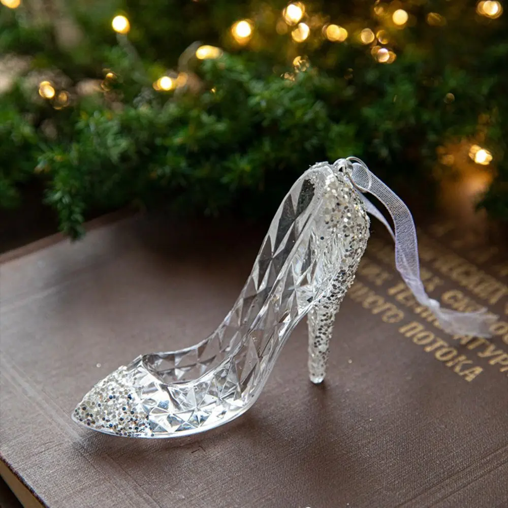 2pcs Acrylic Crystal Christmas Tree Pendant Clear Stereoscopic Xmas Tree Hanging Ornaments Angel/Dancing Girl DIY