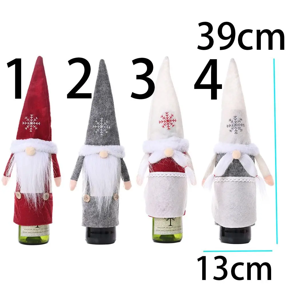 2Pcs Santa Christmas Faceless Doll Wine Cap Kawaii Cartoon Christmas Wine Bottle Cover Handmade Exquisite