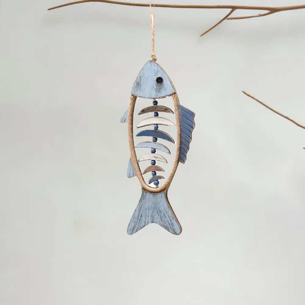 Vintage Handicraft Wood Fish Pendant Cartoon Hangable Fish Wall Hanging Ornaments Unique Fish-shaped Model Porch