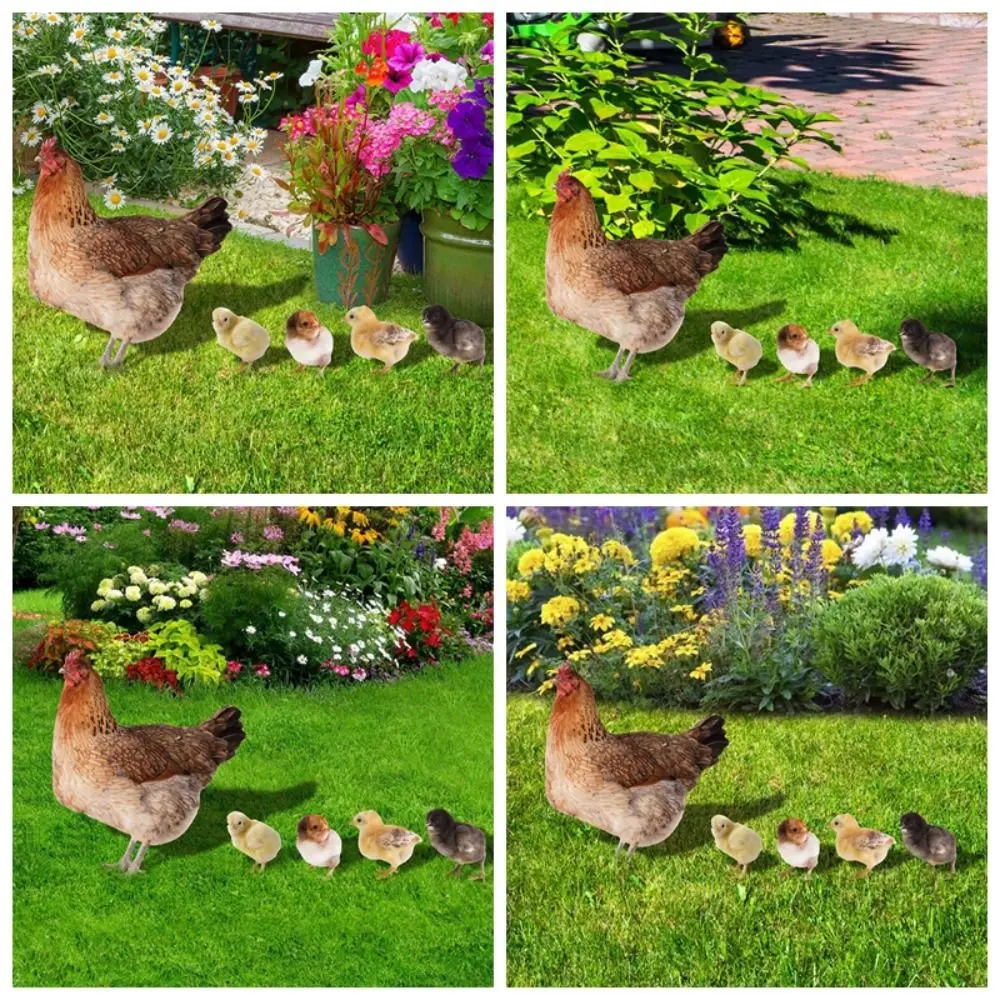 Interesting Acrylic Hen Statue Stereoscopic Insert Signs Chicken Cards Double-sided Chicken Statue Parks