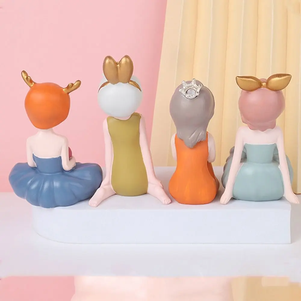 Desktop Ornament Resin Little Girl Statue Creative Cute People Sculpture Waterproof Handicraft Miniatures Figurine Desktop