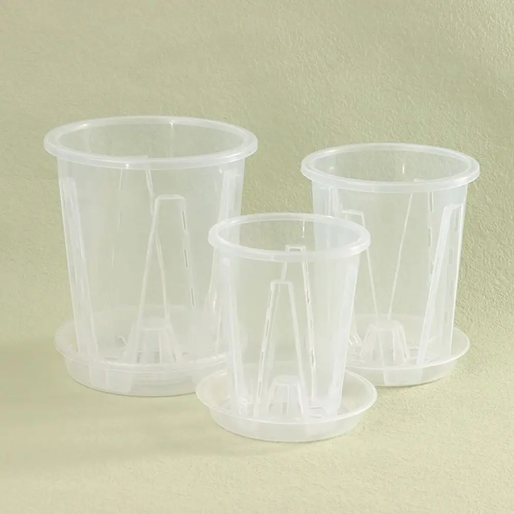 Breathable Root Control Transparent Flower Pot Plastic with Tray Phalaenopsis Orchid Pots With Stomata Beautiful Planting Pot
