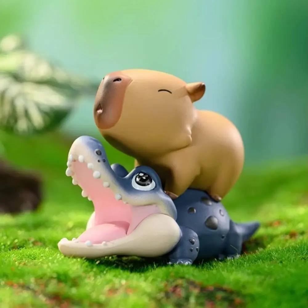 Riding Crocodiles Capybara Figure Toys Take Bath Riding Bird Simulation Capibara Model Cartoon Stacked Capybara Animals Figures