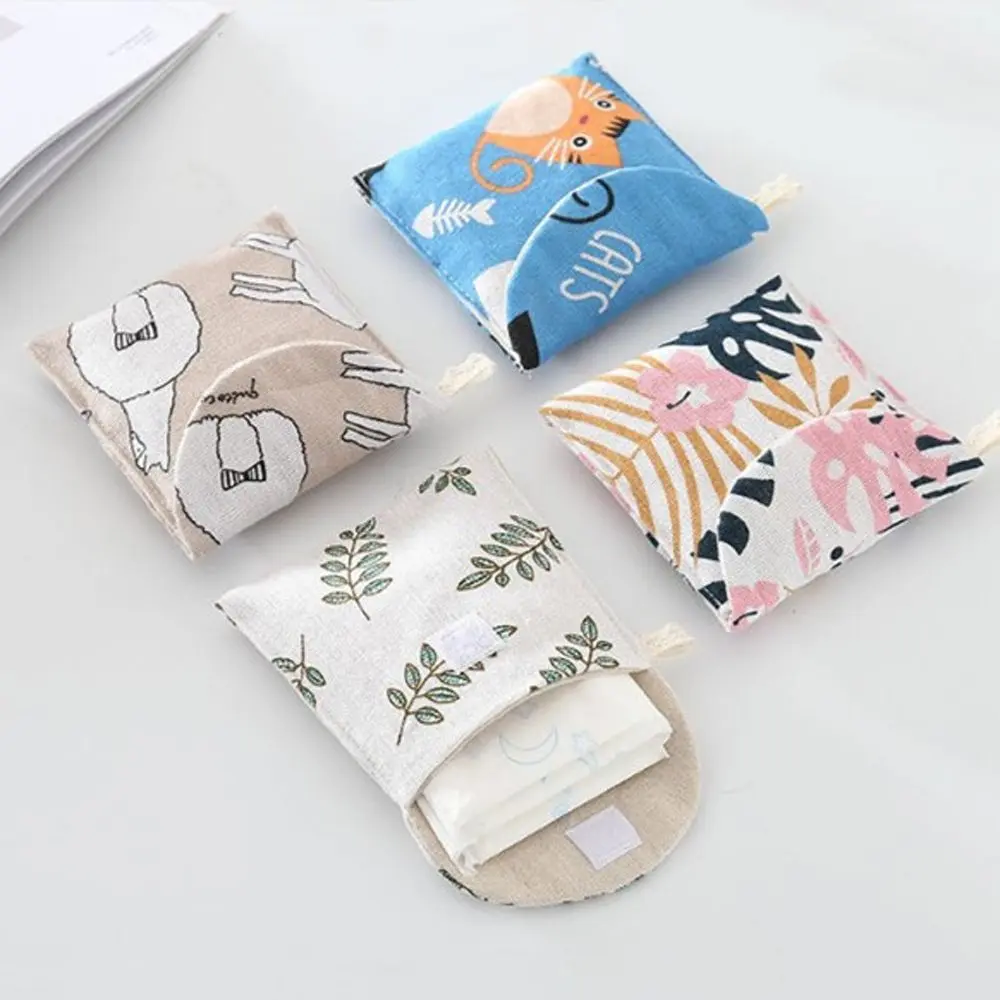 Portable Polyester Napkin Tampon Coin Purse Jewelry Organizer Sanitary Pad Storage Bag Mask storage bag Coin Pouch Makeup Bag