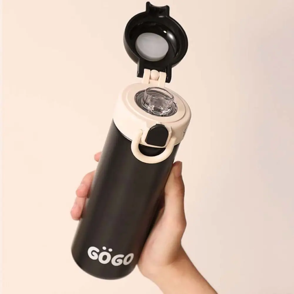 Portable Bounce Lid Pink Black Thermos Bottle Stainless Steel 500ml Thermal Water Bottle Sealed Leakproof Thermos Cup Student
