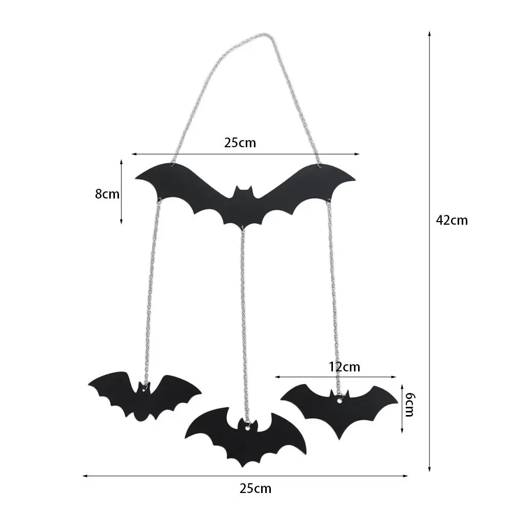 Funny Metal Crafts Halloween Bat Pendant Bat Design Black ​Bat Wind Chime Cartoon Bat Hanging Ornaments Holiday
