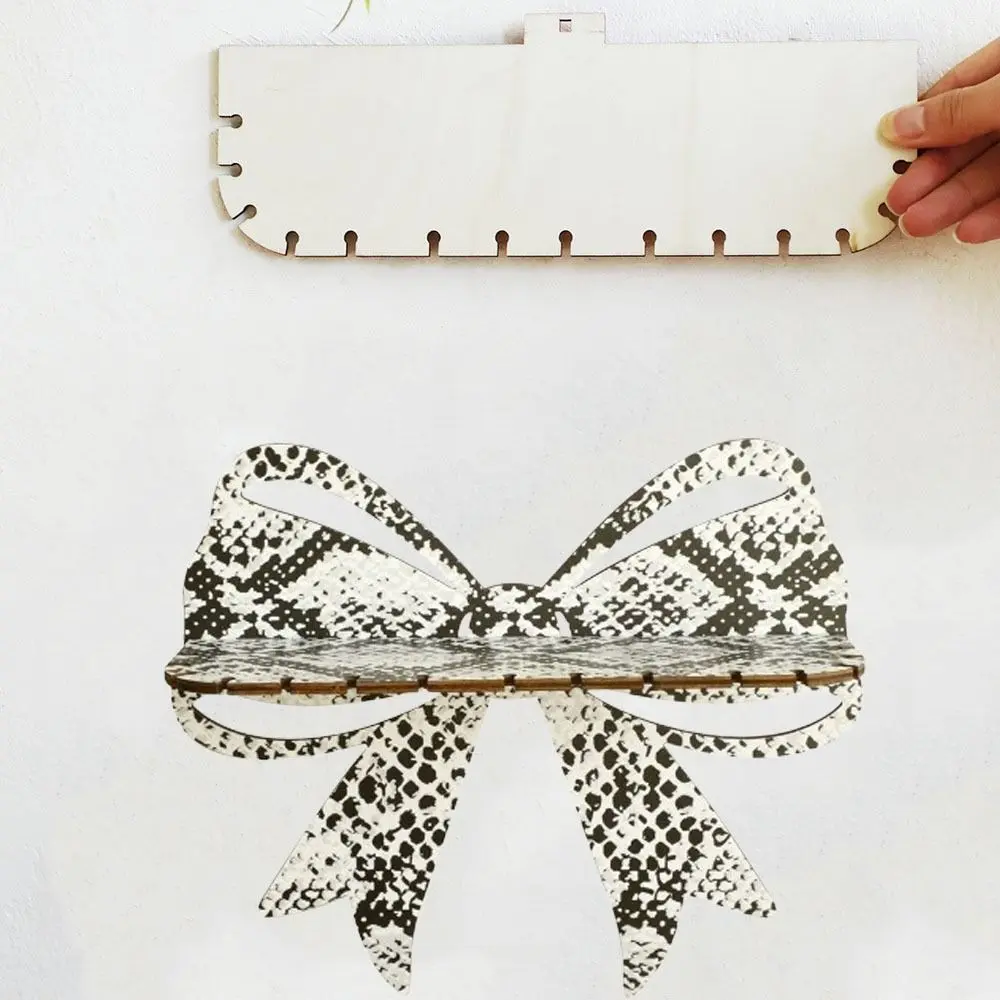 Bowtie Styles Bohemian Wall Floating Shelf Snake Patterned Wooden Floating Storage Holders Jewelry Organizers Space Saving