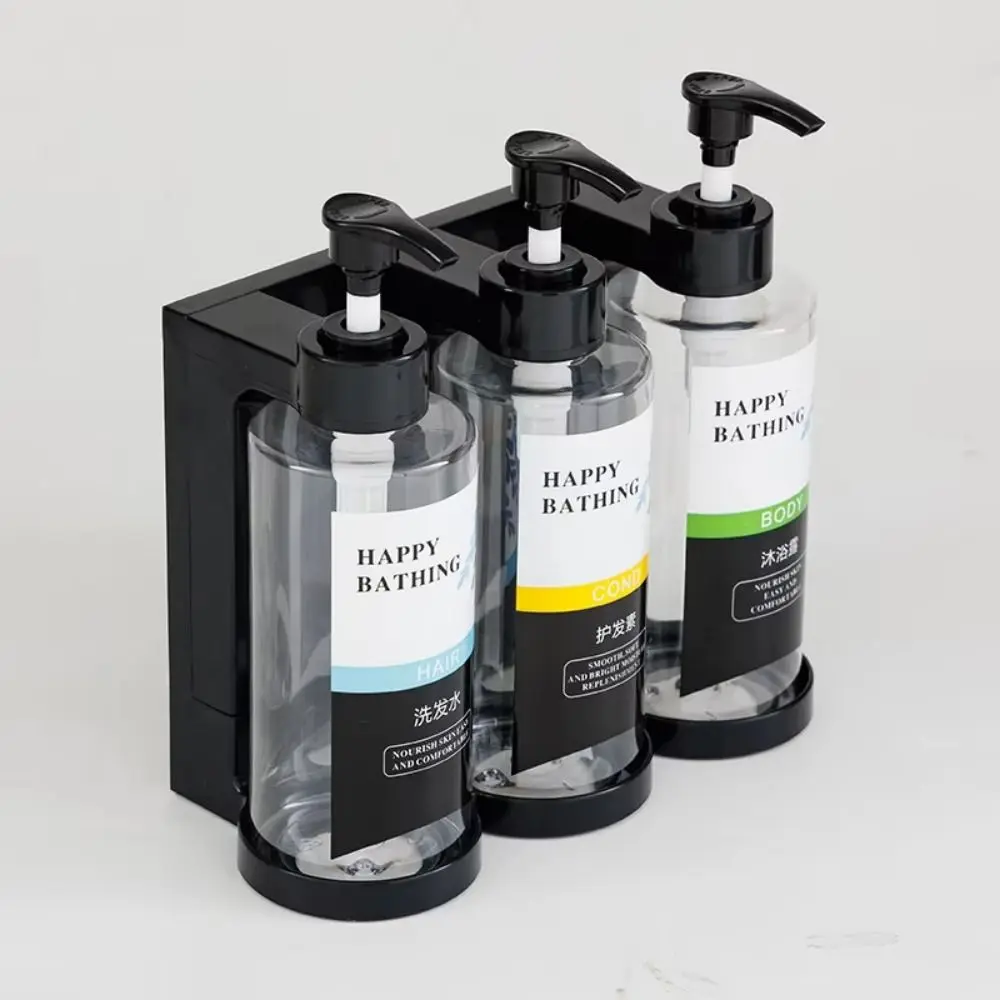 Wall Mounted Manual Soap Dispensers No Punching Clear Empty Pump Bottle Hand Press Large Capacity Bath Lotion Container