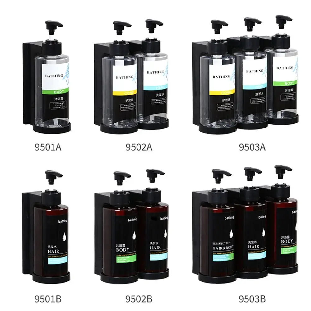 Wall Mounted Manual Soap Dispensers No Punching Clear Empty Pump Bottle Hand Press Large Capacity Bath Lotion Container