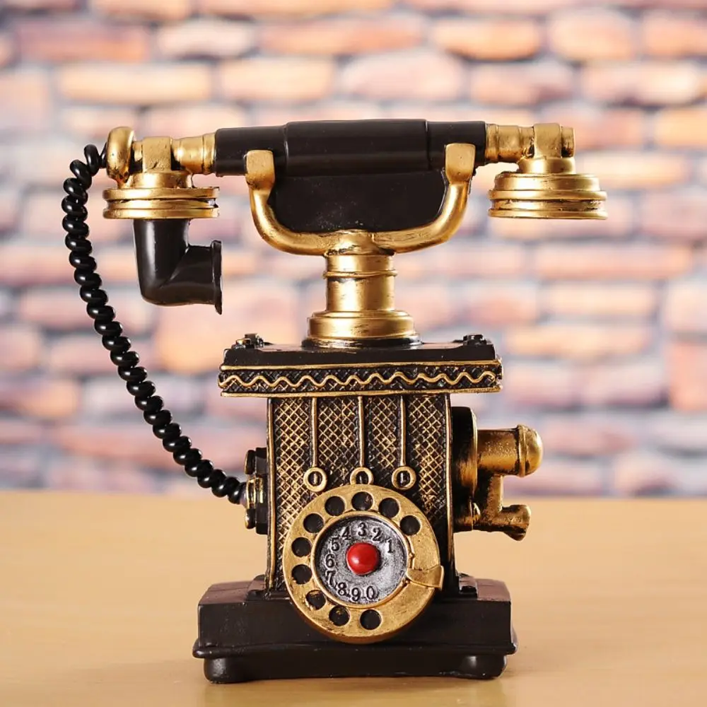 Resin Crafts Telephone Piggy Bank Handmade Classic Telephone Model Nostalgic Decorative Telephone Ornaments Photograph Props