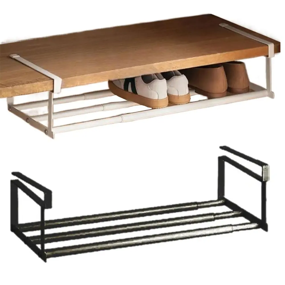 Portable Shoe Storage Rack Under Hanging Large Capacity Retractable Shoe Cabinet Layered Partition Holders Easy To Install