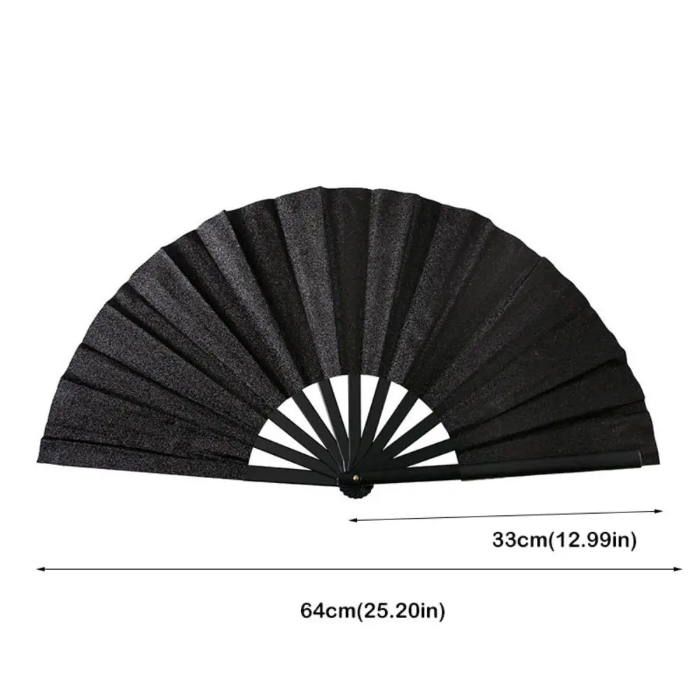 Portable Glitter Sparkling Folding Fan Handheld Decorative Hand Rave Fan 33cm Kung Fu Fan Gift
