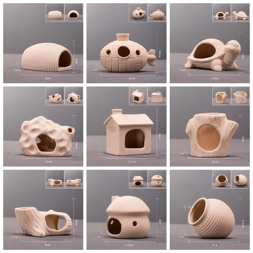 Ceramic Aquarium Shrimp Hideaway Multi-style Decorative Fish Hiding Shelter Multifunctional Creativity Breeding House Cave