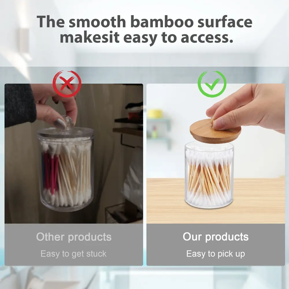 Acrylic Storage Candy Container for Bathroom Accessories Cotton Ball Dispenser Bathroom Jars Cotton Swab Holder Qtips Holder