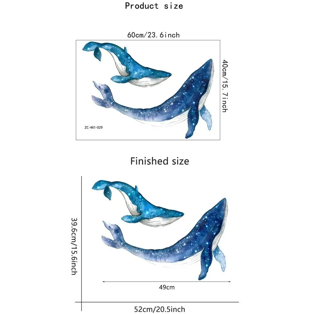Creative Marine Animals Starry Sky Whale Sticker Starry Sky Waterproof Whale Wall Stickers PVC Marine Animals Decal Wallpaper
