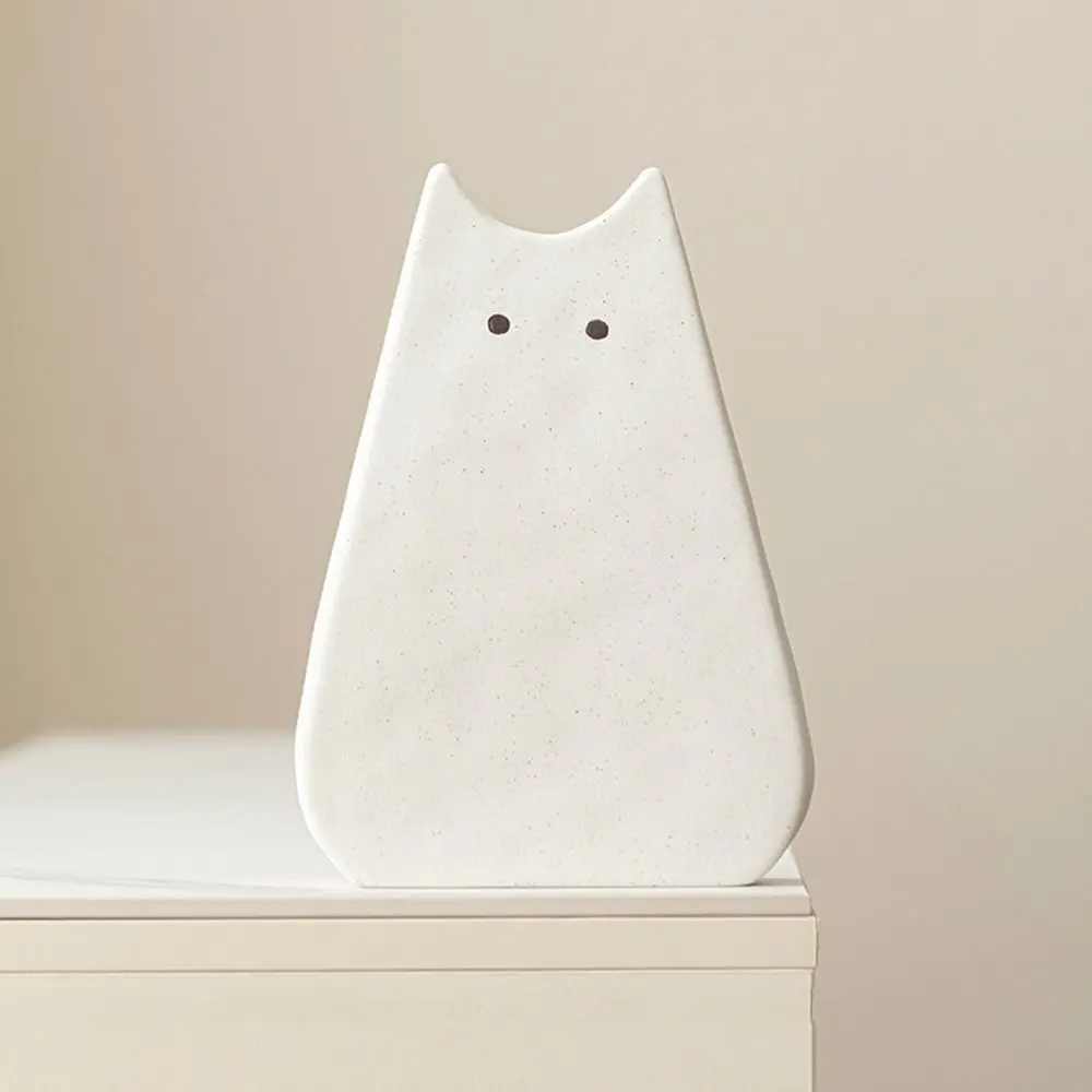 Nordic Cute Cat Ceramic Vase High-end Wide Mouthed Desktop Cat Vase Cartoon Hydroponic Vase Living Room