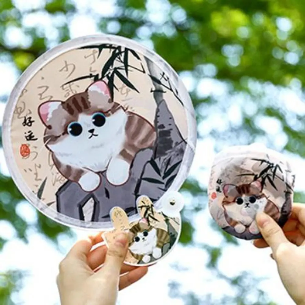 4Pcs Cute Cartoon Animal Reflector Folding Fan Mini Reusable Round Pocket Fan Decorative Reflective Panda Fan Outdoor