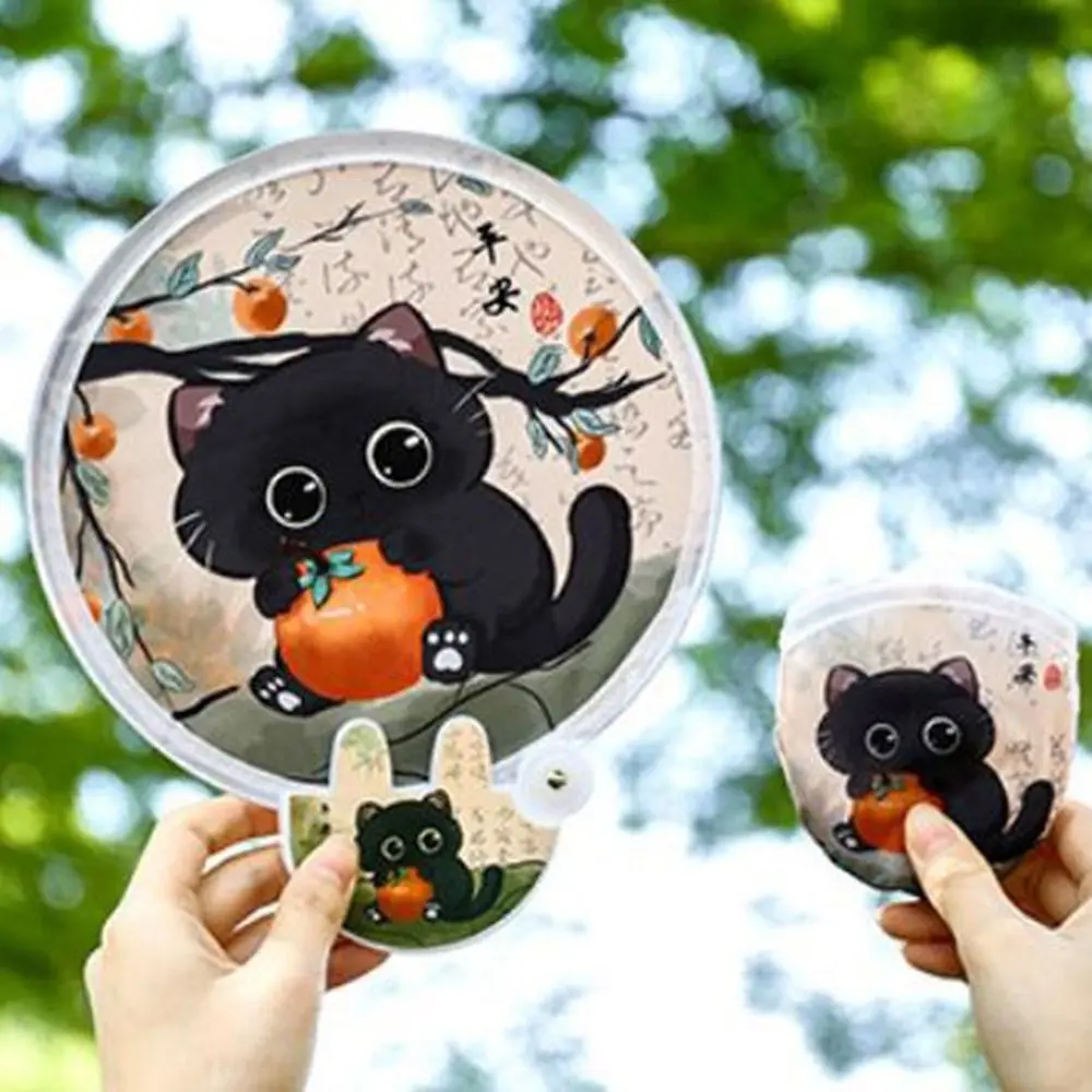 4Pcs Cute Cartoon Animal Reflector Folding Fan Mini Reusable Round Pocket Fan Decorative Reflective Panda Fan Outdoor