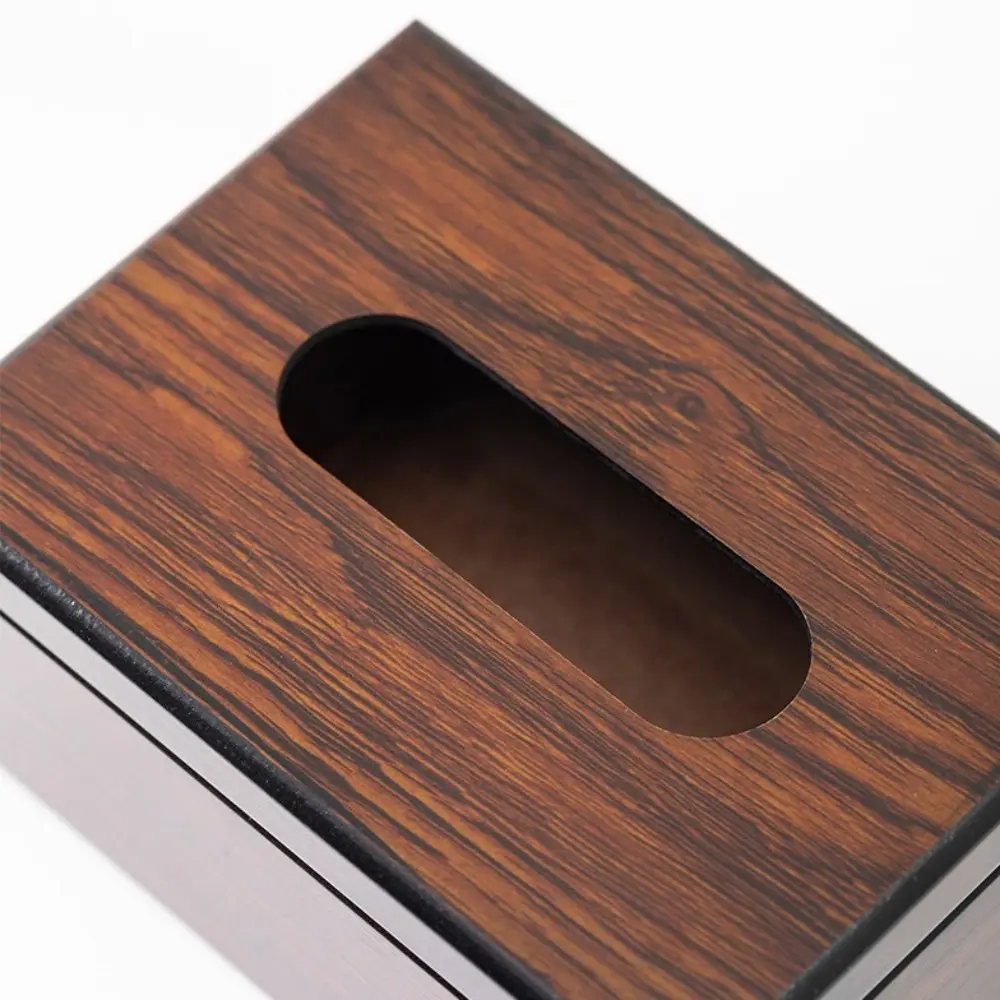Imitation Walnut Wood Desktop Tissue Box Square Vintage Paper Storage Box High Quality Simple Style Napkins Holder Bedroom