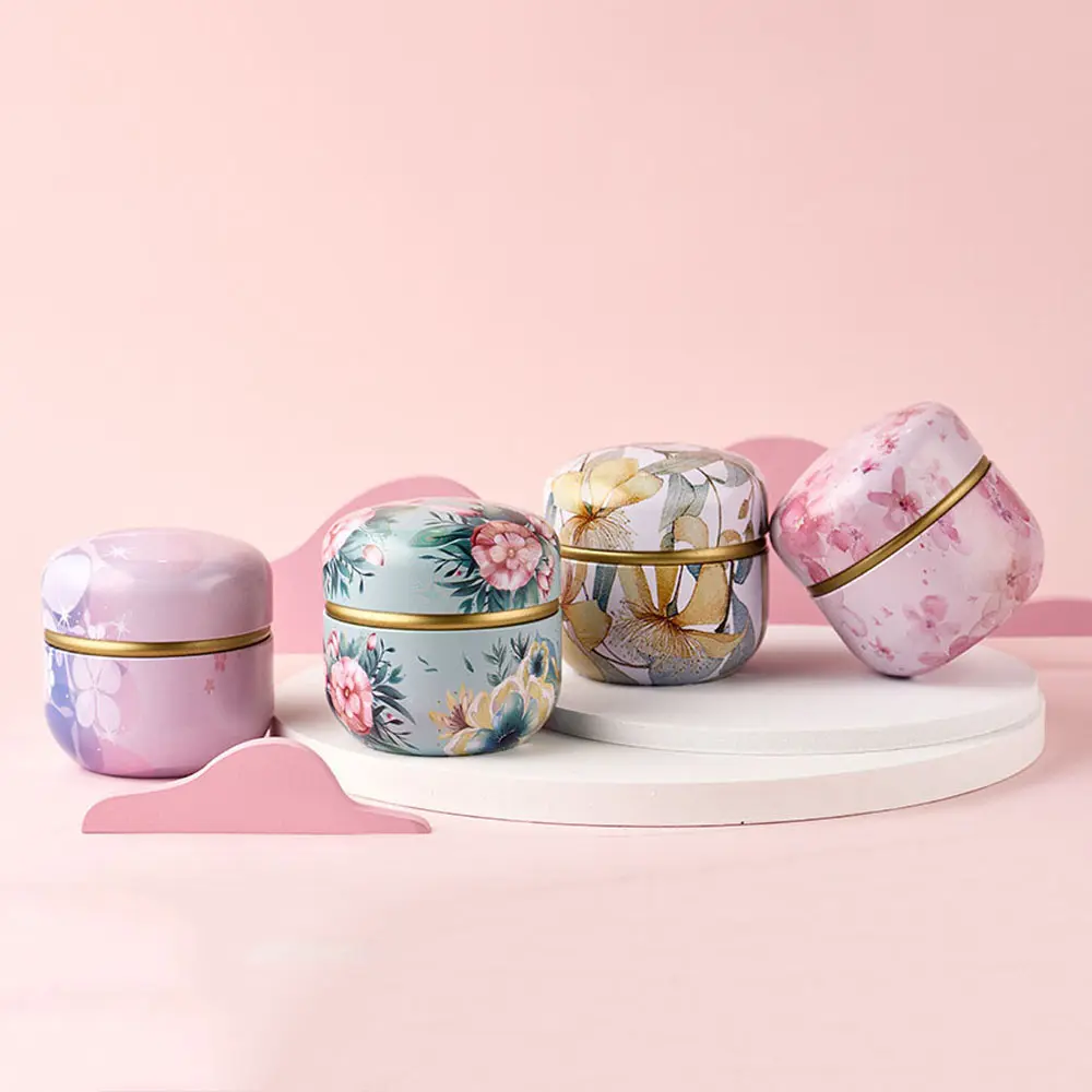 Flower Japanese Style Mini Snacks Candy Small Portable Packaging Box Tea Cans Containers Tin Plate Canister Storage Box