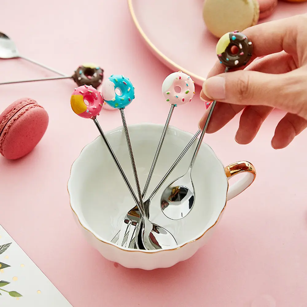 Creative Cute Dessert Coffeeware Dinnerware Sugar Kitchen Tool Stirring Spoon Teaspoon Fruit Fork Coffee Spoon