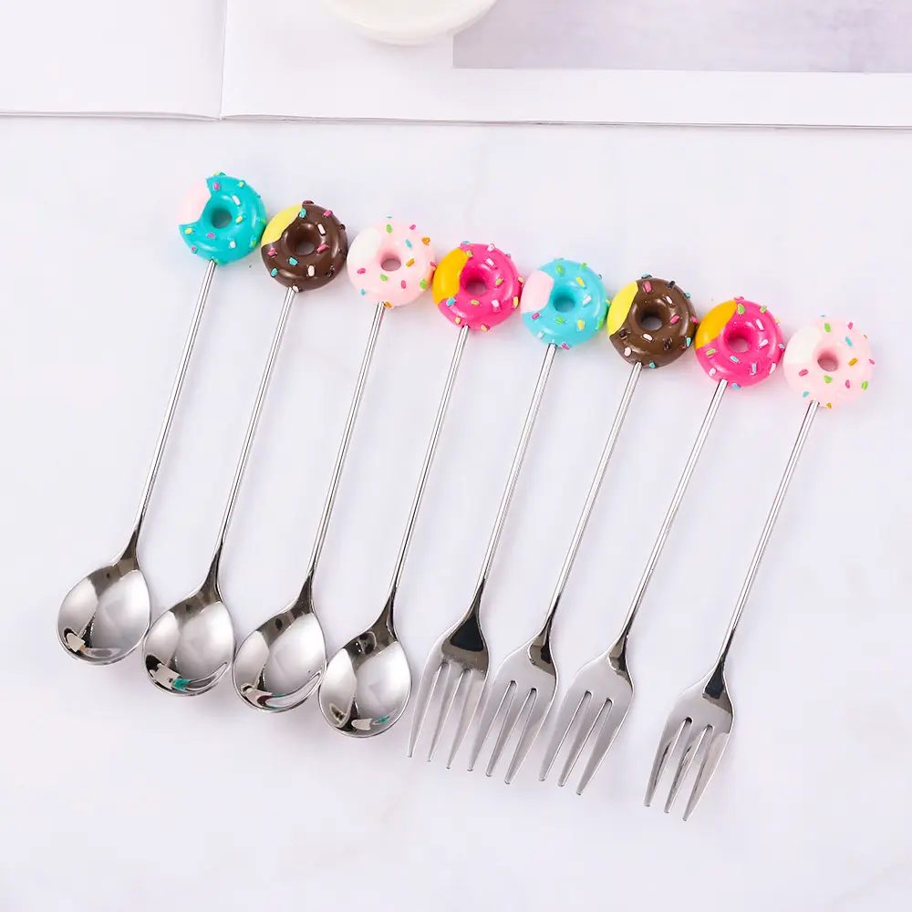 Creative Cute Dessert Coffeeware Dinnerware Sugar Kitchen Tool Stirring Spoon Teaspoon Fruit Fork Coffee Spoon