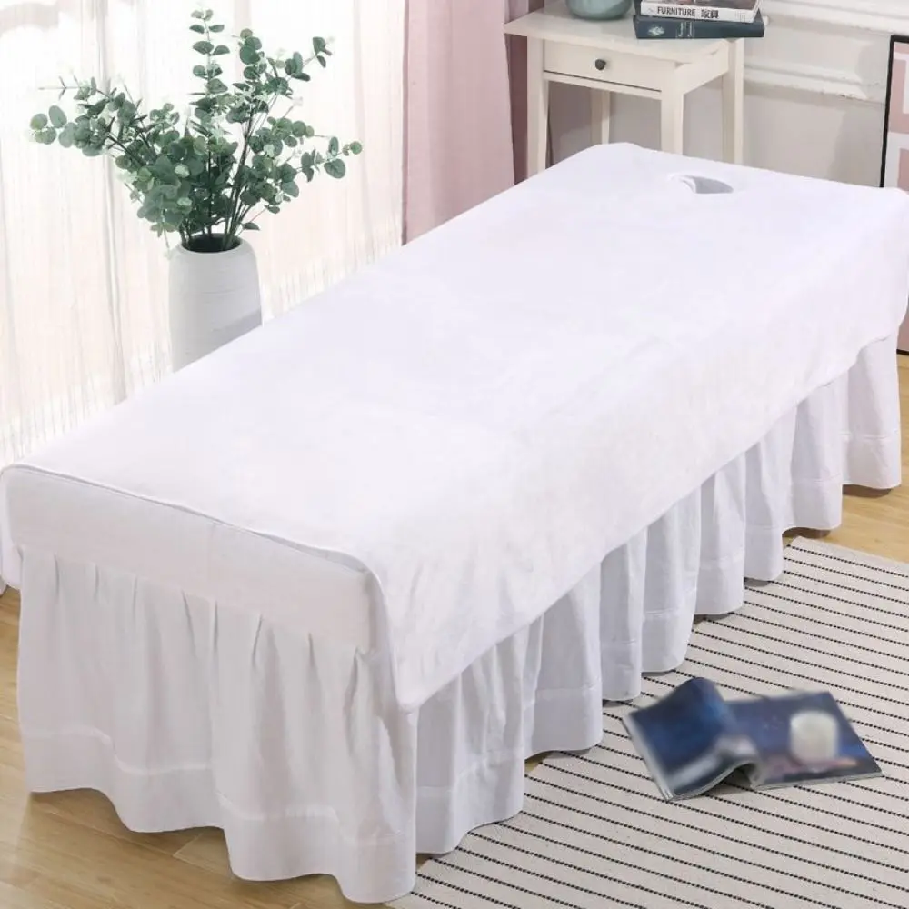 Comfortable SPA Bedspread Soft with Face Hole Massage Bed Sheets Solid Color Thickened Beauty Massage Table Cover