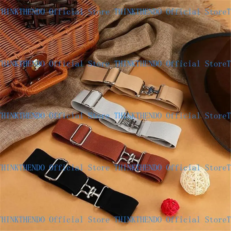 652F Unisex Elastic Riding Belt Shark Buckle Designs Comfortable And Secure Waistband For Equestrian Sport And Casual Wear