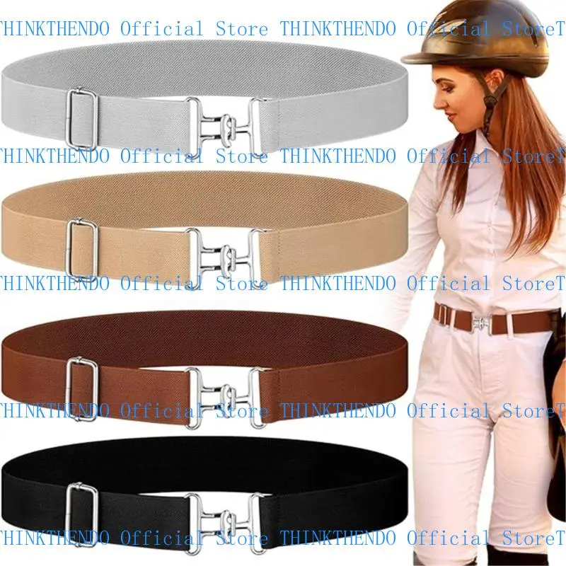 652F Unisex Elastic Riding Belt Shark Buckle Designs Comfortable And Secure Waistband For Equestrian Sport And Casual Wear
