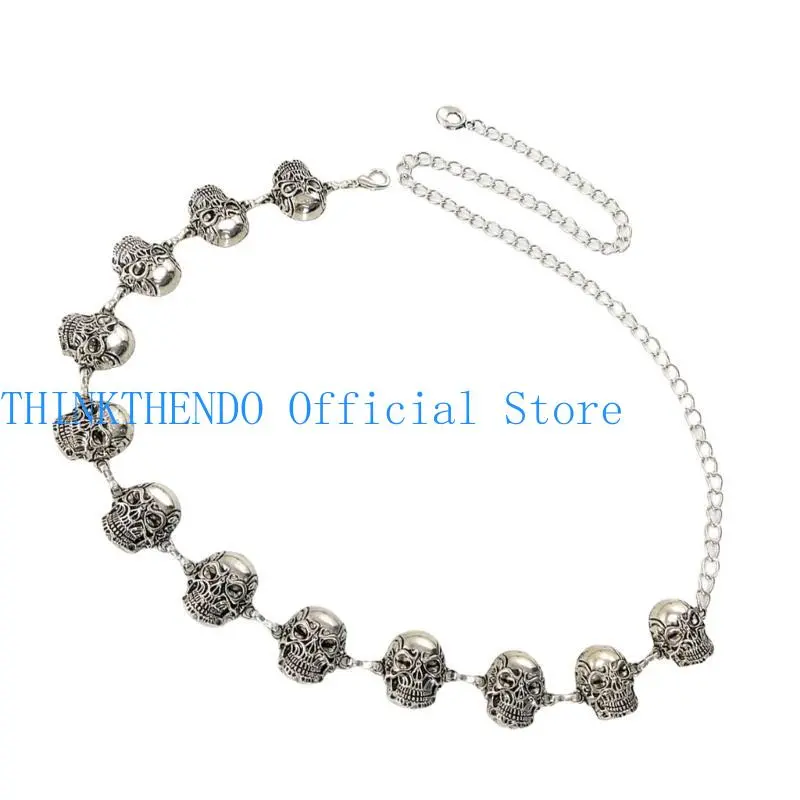 652F Carved Skull Waist Belt Belly Chain for Dress Chain Belt for Women Waist Chain Belt Belly Dance Accessories